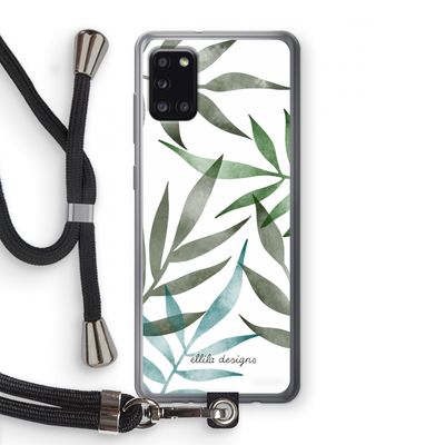 Tropical watercolor leaves: Samsung Galaxy A31 Transparant Hoesje met koord