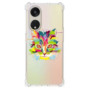 OPPO A98 Stevig Bumper Hoesje Cat Color