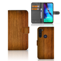 Motorola Moto G Pro Book Style Case Donker Hout - thumbnail