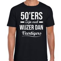 50 jaar / Abraham verjaardags shirt / kleding 50ers zijn veel wijzer dan veertigers zwart voor heren 2XL  - - thumbnail