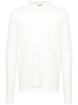 Jil Sander pull en coton à logo intarsia - Blanc