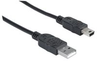 Manhattan USB-kabel USB 2.0 USB-A stekker, USB-mini-B stekker 1.80 m Zwart Vergulde steekcontacten, UL gecertificeerd 333375-CG - thumbnail