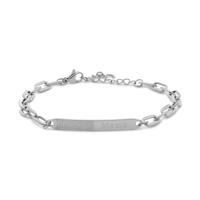 Gepersonaliseerde vingerafdruk met eigen tekst bar armbanden - Stainless steel - Oval chain - Zilver