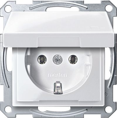 Merten stopcontact enkel polarwit glans 2311-0319 klapdeksel
