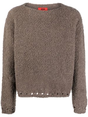 424 pull en molleton texturé à découpes - Marron