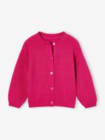 Gestreept meisjesvest van stof met minikabel fuchsia