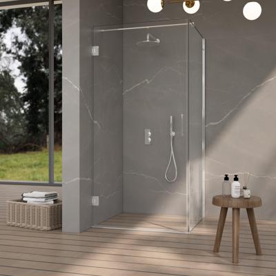 Fortifura Galeria Douchecabine - 90x100x200cm - scharnieren - deurgreep - stabilisatiestang - vlak - helder veiligheidsglas - Chroom SW1122548/SW1122560/SW797904/SW797915