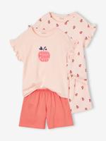 Set van 2 pyjamabroeken met appels voor meisjes lichtroze Set van 2 pyjamabroeken met appels voor meisjes lichtroze