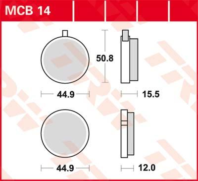 TRW Remblokken, en remschoenen voor de moto, MCB14 Allround organisch
