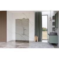 Fortifura Galeria Vrijstaande Inloopdouche - 160x200cm - Rookglas - antikalk - 8mm veiligheidsglas - wandsteunen - Chroom SW927766 2x/SW797942
