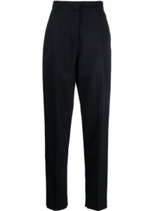 Emporio Armani pantalon en laine vierge à taille haute - Bleu