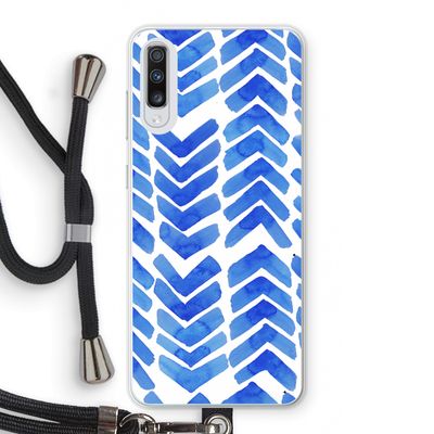 Blauwe pijlen: Samsung Galaxy A70 Transparant Hoesje met koord