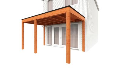 Trendhout Aanbouwveranda Modena 430x300 cm - model links- Plat dak- Hout- Trendhout