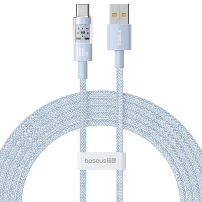 Baseus Gem USB A naar USB C snellaadkabel 2 m 100 W Blauw