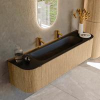 Badmeubel Mondiaz Kurve | 170 cm | Meubelkleur Oak | Wastafelkleur Urban | Midden spoelbak | 2 kraangaten