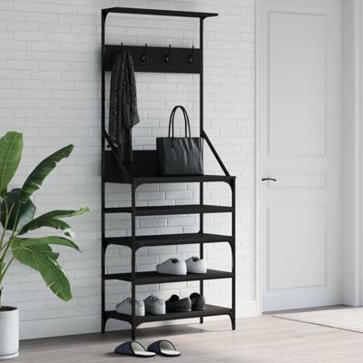 VidaXL Kledingrek met schoenenrek 70x34x184 cm zwart