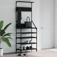 VidaXL Kledingrek met schoenenrek 70x34x184 cm zwart - thumbnail
