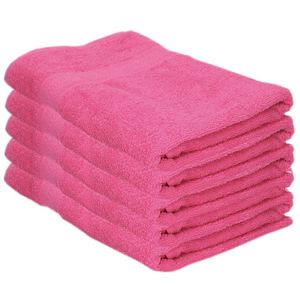 5x Voordelige badhanddoeken fuchsia roze 70 x 140 cm 420 grams