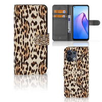 OPPO Reno8 Telefoonhoesje met Pasjes Leopard - thumbnail