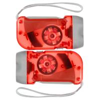 Zaklamp knijpkat/dynamo - 2x - dubbele LED - Rood - Batterij loos verlichten