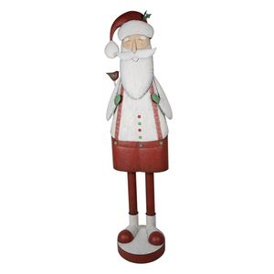 Clayre & Eef Beeld Kerstman 206 cm Wit Ijzer Kerstdecoratie Wit Kerstdecoratie