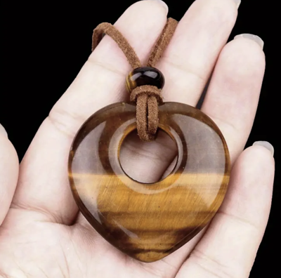 Boheemse tijgeroog hart ketting - Tijgeroog - Spiritueelboek.nl