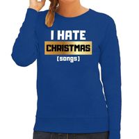 Foute Kersttrui I hate Christmas songs blauw voor dames