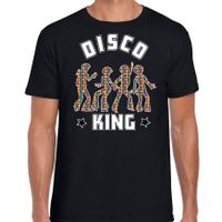 Disco verkleed t-shirt heren - jaren 80 feest outfit - disco king - zwart