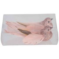 6x Kerstboomversiering glitter roze vogeltjes op clip 11 cm