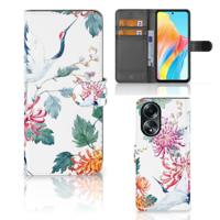OPPO A58 4G | Telefoonhoesje | Met pasjeshouder | Bird Flowers