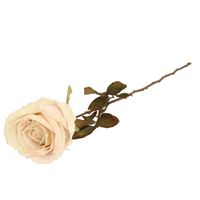 Top Art Kunstbloem roos Calista - wit creme - 66 cm - kunststof steel - decoratie bloemen   -