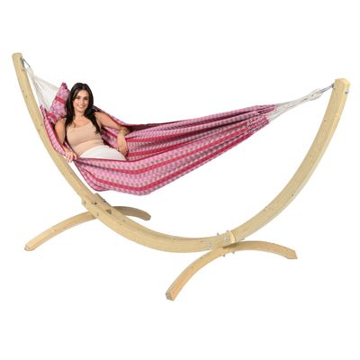 Hangmat met Standaard Tweepersoons 'Wood & Premium' Cherry - Roze - Colombiaanse - 180 kg - Tropilex