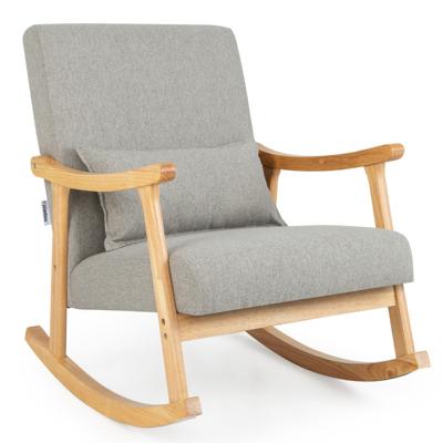 Schommelstoel met Hoge Rugleuning & Gevoerde Zitting Moderne Accentstoel Grijs