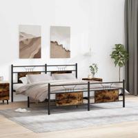 Bedframe zonder matras metaal gerookt eikenkleurig 160x200 cm
