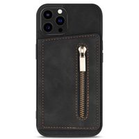 iPhone 11 Pro Max hoesje - Backcover - Pasjeshouder - Portemonnee - Rits - Kunstleer - Zwart