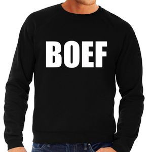 Boef tekst sweater / trui zwart voor heren