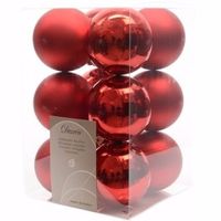 Christmas Red kerstboom decoratie kerstballen rood 12 stuks   -