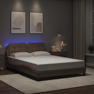 Bedframe met LED-verlichting kunstleer cappuccino 120x200 cm