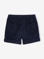 Short van velours met hartvormige zakken voor meisjes, gemakkelijk aan te trekken. marineblauw