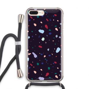 Dark Rounded Terrazzo: iPhone 8 Plus Transparant Hoesje met koord