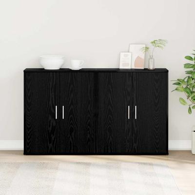 Highboard 2 pcs Zwart eiken 60 x 31 x 70 cm Bewerkt hout