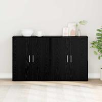 Highboard 2 pcs Zwart eiken 60 x 31 x 70 cm Bewerkt hout