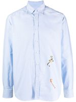 Baracuta chemise brodée à effet taches de peinture - Bleu