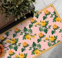 Vinyl tapijt Gele rozen en groene bladeren
