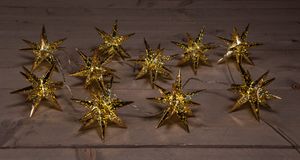 10Pcs Gold 3D Star 12 cm 10Led Warm White 1,5M - Anna's Collection