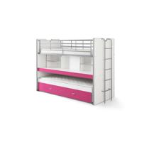 Leen Bakker - Vipack Hoogslaper Bonny - Fuchsia - 221,5x101,5x161 Cm - Hout - Wit#Roze - 221.5x101.5x161 Cm