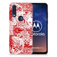 Silicone Back Case Motorola One Vision Angel Skull Rood