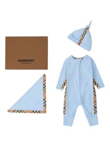 Burberry Kids trousseau de naissance à carreaux - Bleu