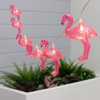 Lampen koord - flamingo LED - 10 lampjes - zonne-energie - thumbnail