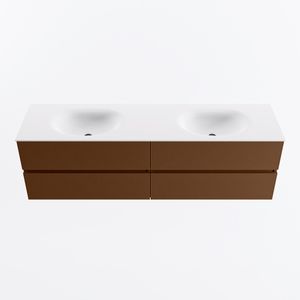 MONDIAZ VICA 170cm badmeubel onderkast Rust 4 lades. Wastafel MOON dubbel 2 kraangaten, kleur Talc.